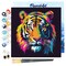 Figured'Art Mini Paint by Numbers Kit for Adults with Frame Tiger Abstract Pop Art Small format 8"x8" - Craft Art Painting DIY Canvas Already Stretched on a Wooden Frame